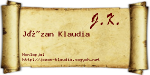 Józan Klaudia névjegykártya