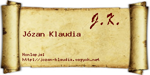 Józan Klaudia névjegykártya